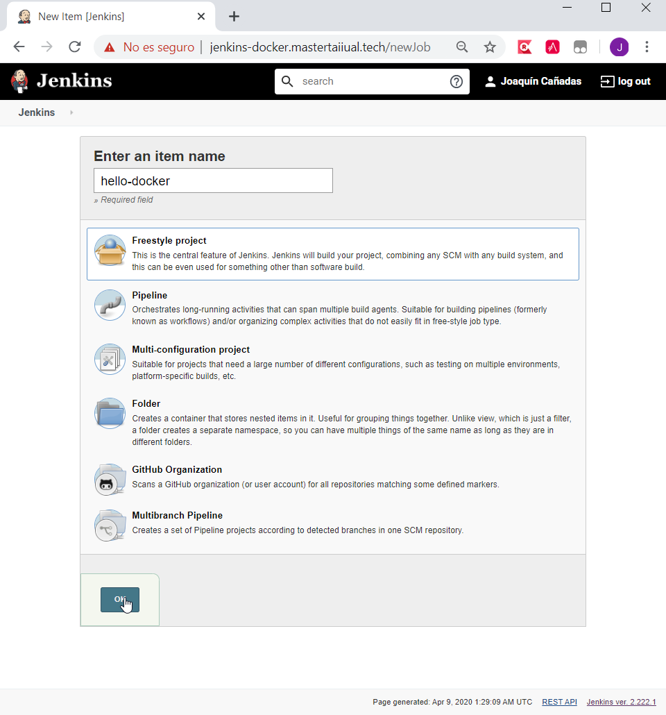 jenkins new hello docker