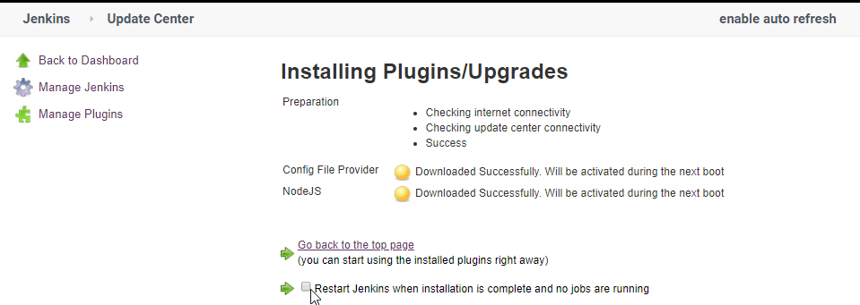 jenkins plugins restart