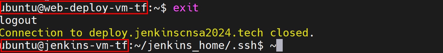 ssh host connection deploy exit