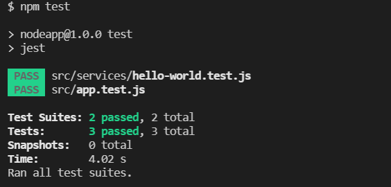 node jest passed