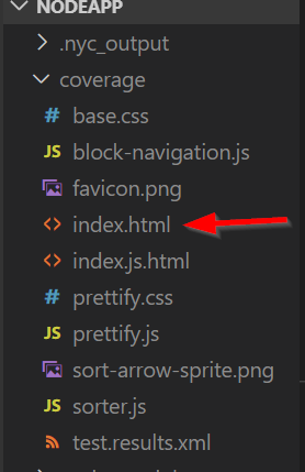 node mocha coverage results