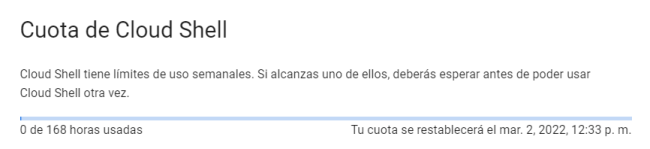 cloud shell cuota